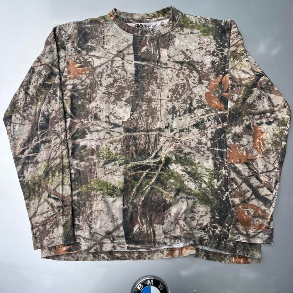 camouflage long sleeve shirt in green and brown